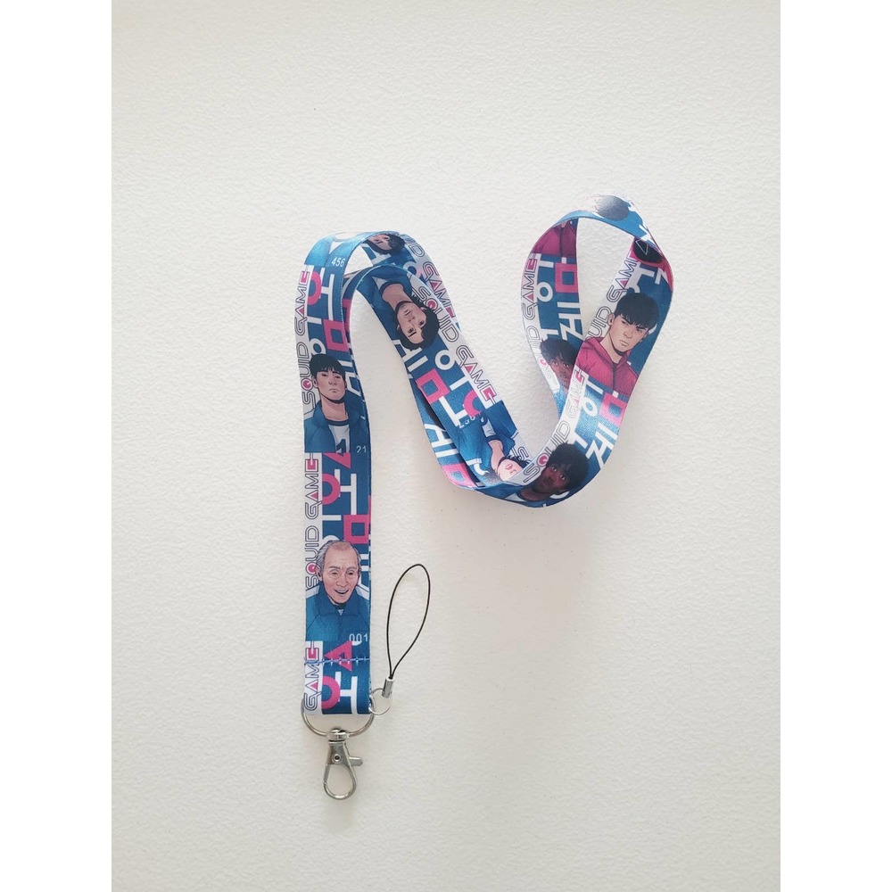 Popular Netflix Series Squid Game Characters Cell phone Holder Blue Lanyard